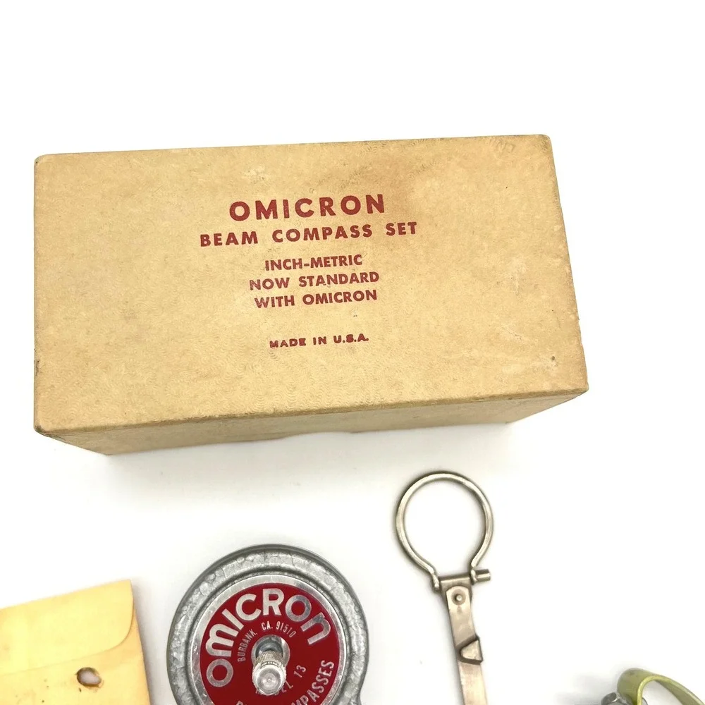 Vintage Omicron Model 13 Beam Compass Set Drafting‎ Tool Made in USA with Box